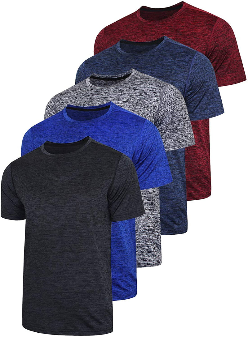 5 Pack Men’s Active Quick Dry Crew Neck T Shirts