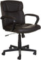 AmazonBasics Leather-Padded, Adjustable, Swivel Office Desk Chair with Armrest, Black