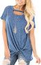 SAMPEEL Women's Casual T Shirts Twist Knot Tunics Tops