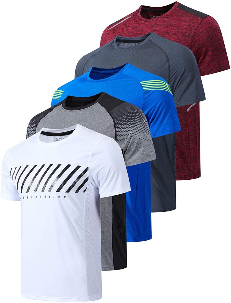 5 Pack Men’s Active Quick Dry Crew Neck T Shirts